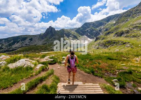 Sentiers de randonnée autour des sept lacs de Rila, Bulgarie, Europe Banque D'Images