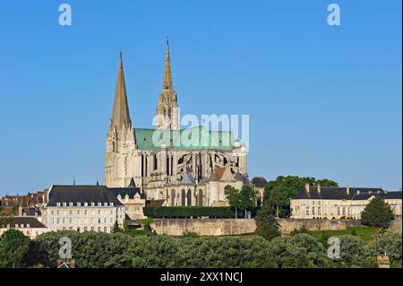 Cathédrale notre-Dame de Chartres, Patrimoine mondial de l'UNESCO, Chartres, Eure-et-Loir, région Centre, France, Europe Banque D'Images