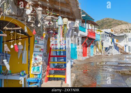 Le petit village de pêcheurs de Klima, Klima, l'île de Milos, les îles Cyclades, les îles grecques, Grèce, Europe Banque D'Images