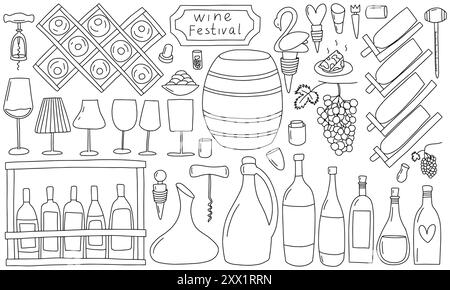 Croquis de vin ensemble Illustration de Vecteur