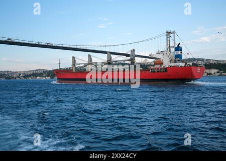 Un grand nombre de cargos traversent chaque jour le détroit d'Istanbul. Le détroit d'Istanbul est un endroit avec le transport de marchandises très lourd. Banque D'Images