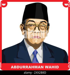 Abdurrahman Wahid 4ème Président de la République d'Indonésie Illustration de Vecteur