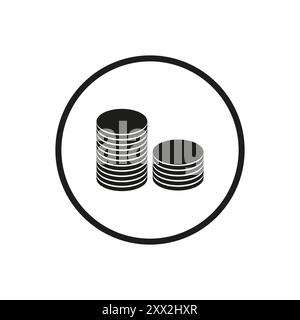 Icône pièces empilées. Illustration vectorielle noir et blanc. Symbole financier. Illustration de Vecteur