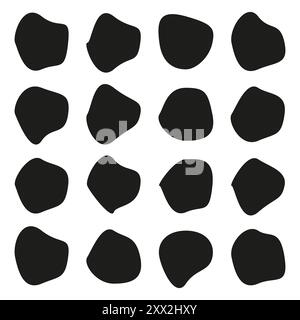 Formes organiques abstraites. Blobs noirs. Motif aléatoire. Illustration vectorielle. Illustration de Vecteur