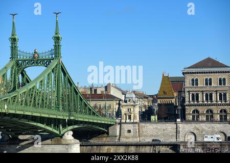 Pont de la liberté sur le Danube, Budapest, Hongrie Banque D'Images