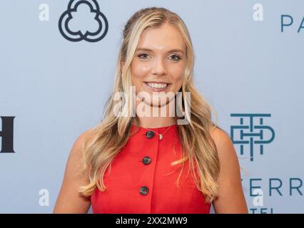 New York, États-Unis. 21 août 2024. L’athlète de tennis Katie Boulter participe à une conversation avec Kathy Buccio au Park Terrace Hotel à New York le 21 août 2024. (Photo de Lev Radin/Sipa USA) crédit : Sipa USA/Alamy Live News Banque D'Images