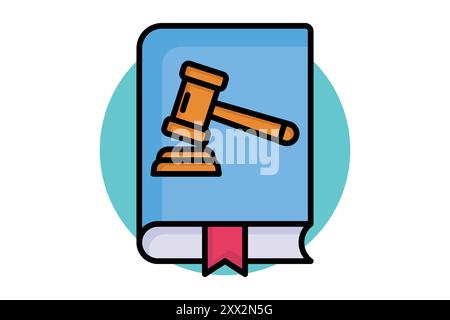 Icône de contour coloré contraint. document avec poignée de main. icône liée au droit et à la justice. illustration vectorielle d'éléments de loi Illustration de Vecteur