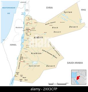 Carte vectorielle Royaume de Jordanie Banque D'Images