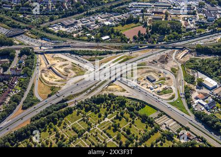 Luftbild, Großbaustelle Autobahnkreuz Herne, Autobahn A42 und Autobahn A43, Baukau-West, Herne, Ruhrgebiet, Rhénanie-du-Nord-Westphalie, Deutschland ACHTUNGxMINDESTHONORARx60xEURO *** vue aérienne, grand chantier de construction à l'échangeur de Herne, autoroutes A42 et A43, Baukau Ouest, Herne, région de la Ruhr, Rhénanie du Nord-Westphalie, Allemagne ATTENTIONxMINDESTHONORARx60xEURO Banque D'Images