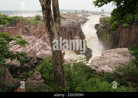 Raneh Falls, à son plus spectaculaire pendant la saison de la mousson, est une cascade naturelle sur la rivière Karnavati (Ken) dans le district de Chhatarpur, Madhya Pra Banque D'Images