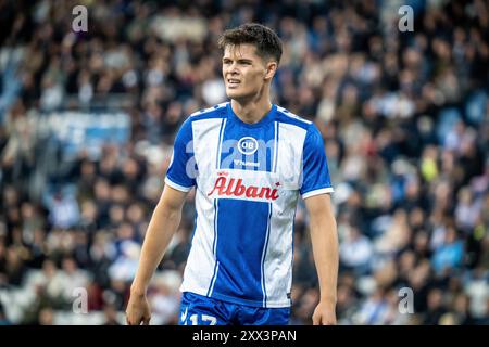 Odense, Danemark. 21 août 2024. Luca Kjerrumgaard (17 ans) d'Odense BK vu lors du match NordicBet Liga entre Odense BK et FC Fredericia au parc énergétique naturel d'Odense. Crédit : Gonzales photo/Alamy Live News Banque D'Images