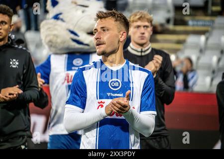 Odense, Danemark. 21 août 2024. Tom Trybull d'Odense BK vu après le match NordicBet Liga entre Odense BK et FC Fredericia au Parc énergétique naturel d'Odense. Crédit : Gonzales photo/Alamy Live News Banque D'Images