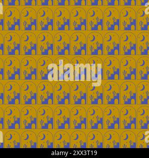 Motif vecteur désert, cactus de la ville du maroc. Vecteur de motif sans couture cactus d'été Illustration de Vecteur