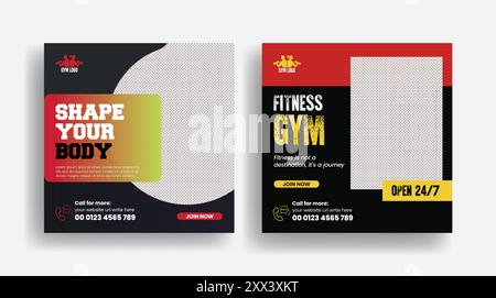 Jeu de bannières publicitaires pour les médias sociaux de gymnastique et de fitness Illustration de Vecteur