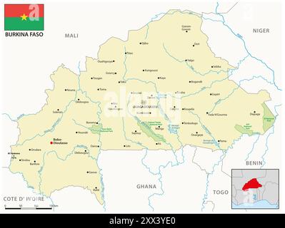 Carte de l'Etat ouest-africain du Burkina Faso Banque D'Images