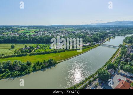 Rosenheim à Chiemgau, vue sur la ville au confluent des rivières Mangfall et Inn Banque D'Images