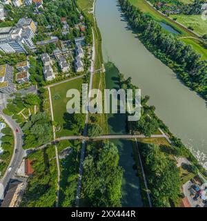 Rosenheim à Chiemgau, vue sur la ville au confluent des rivières Mangfall et Inn Banque D'Images