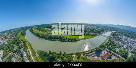 Rosenheim à Chiemgau, vue sur la ville au confluent des rivières Mangfall et Inn Banque D'Images