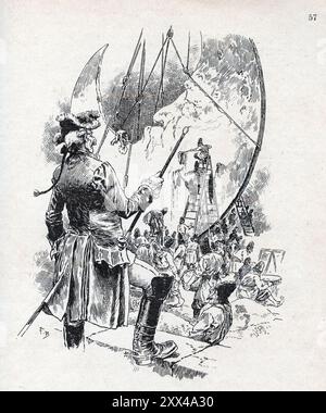 Baron Munchausen, lithographie de Gottfried Franz, publiée en 1900 Banque D'Images