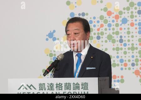 L’ancien premier ministre japonais Yoshihiko Noda prend la parole lors du Forum annuel de Ketagalan à Taipei le 21 août 2024. Copyright : xJameson Wux Banque D'Images