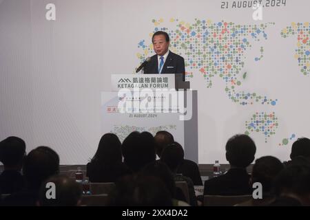 L’ancien premier ministre japonais Yoshihiko Noda prend la parole lors du Forum annuel de Ketagalan à Taipei le 21 août 2024. Copyright : xJameson Wux Banque D'Images