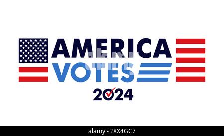 L'Amérique vote 2024. Élection présidentielle de 2024 aux États-Unis. Illustration vectorielle pour le jour du vote, le 5 novembre Illustration de Vecteur