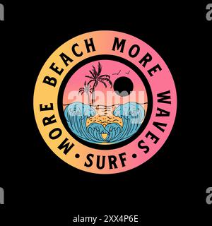 Plus de plage plus de vagues Surf typographie motif de tee-shirt imprimé été coloré Illustration de Vecteur