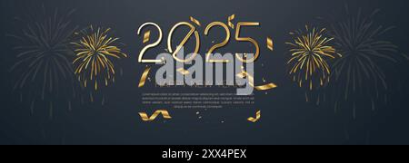 2025 bonne année conception de bannière Web. Modèle de fond de bonne année Luxury Wishes Clipart Greetings. Bonne année 2025 fond coloré Illustration de Vecteur