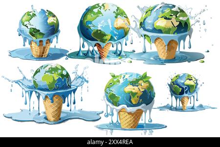 Concept de réchauffement climatique la terre de crème glacée fond, illustration vectorielle pour les soins de santé et la médecine Illustration de Vecteur