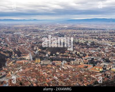 Brasov et la zone de survol de la colline de Tampa. Brasov, Roumanie. Banque D'Images