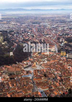 Brasov et la zone de survol de la colline de Tampa. Brasov, Roumanie. Banque D'Images