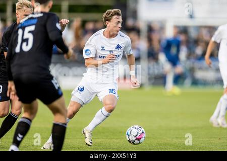 Kolding, Danemark. 21 août 2024. Asker Beck (16 ans) de Kolding vu lors du match NordicBet Liga entre Kolding IF et Esbjerg FB à Autocentralen Park à Kolding. Banque D'Images