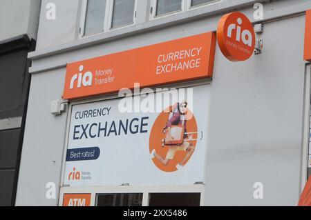 Copenhague/ Danemark/ 22 août 2024/Bureau de change rioá transfert d'argent à Copemhagen. Photo. Francis Joseph Dean/Dean images non destinées à un usage commercial Banque D'Images