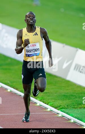 Lausanne, Suisse. 22 août 2024. Lausanne, Suisse, le 22 août 2024 : Emmanuel Wanyonyi (KEN) lors du 800m hommes lors du meeting de la Wanda Diamond League Athletissima Lausanne 2024 au stade Olympique de la Pontaise à Lausanne, Suisse. (Daniela Porcelli/SPP) crédit : SPP Sport Press photo. /Alamy Live News Banque D'Images