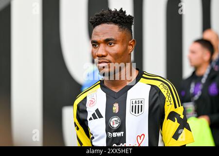 Linz, Autriche. 22 août 2024. LINZ, AUTRICHE - 22 AOÛT : Moses Usor de la LASK lors du match de play-off de la 1ère étape de l'UEFA Europa League entre la LASK et la FCSB Bucarest Oberoesterreich Arena le 22 août 2024 à Linz, Autriche.240822 SEPA 20 023 - 20240822 PD8377 crédit : APA-PictureDesk/Alamy Live News Banque D'Images