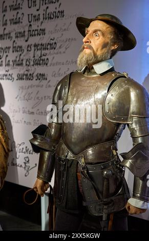 Figure Don Quichotte au Musée de cire de Barcelone, Espagne Banque D'Images