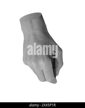 Stylo tenant la main, stylet pour l'écriture manuscrite, dessin, vue de dessus, isolé sur fond blanc. Banque D'Images