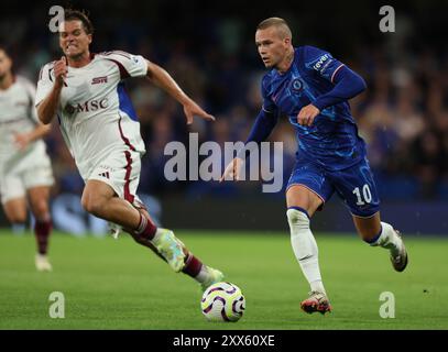 Londres, Royaume-Uni. 22 août 2024. Mykhailo Mudryk de Chelsea avec le ballon lors du match de l'UEFA Europa Conference League à Stamford Bridge, Londres. Le crédit photo devrait se lire : Paul Terry/Sportimage crédit : Sportimage Ltd/Alamy Live News Banque D'Images