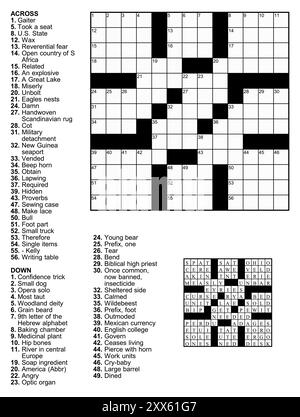 Jeu de mots croisés avec des indices et une solution. Illustration de Vecteur