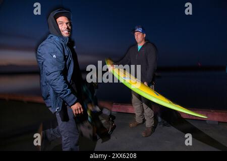 Le concours de surf Big Wave Titans of Mavericks. Banque D'Images