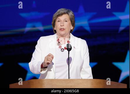 Chicago, États-Unis. 22 août 2024. Randi Weingarten, président de la Fédération américaine des enseignants, prend la parole lors de la Convention nationale démocrate 2024 au United Center à Chicago, Illinois, le jeudi 22 août 2024. Le thème de la dernière journée est « pour notre avenir ». Photo de Tannen Maury/UPI crédit : UPI/Alamy Live News Banque D'Images