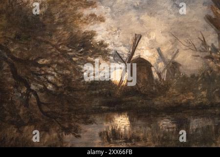 Tableau de John Crome appelé Moonlight on the Yare peint en 1816/1817 Banque D'Images