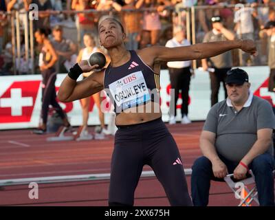 Lausanne, Schweiz. 22 août 2024. Leichtathletik, Diamond League Lausanne 2024, Kugelstossen Frauen Yemisi Ogunleye, Deutschland Fotocopyright Chai von der Laage/Randy crédit : dpa/Alamy Live News Banque D'Images