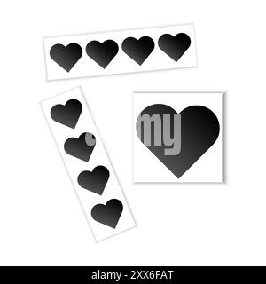 Icônes de coeur noir. Style dégradé simple. Diverses mises en page sur fond blanc. Conception vectorielle. Illustration de Vecteur