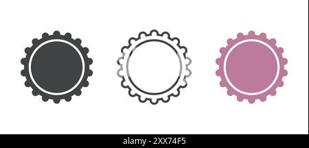 Icônes de bouchon de bouteille de bière. Couvercle en métal pour soda ou bière. Ligne, glyphe et version colorée de contour rempli, contour de chapeau de bière et signe vecteur rempli. Illustration de Vecteur