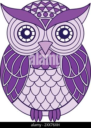 Owl Boho style Coloring Book illustration - conception complexe de chouette bohémienne pour la coloration créative Illustration de Vecteur