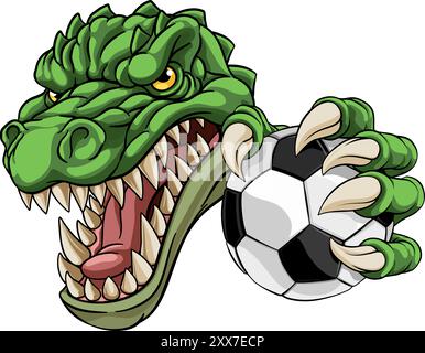 Crocodile Dinosaur Alligator Soccer Mascot Illustration de Vecteur