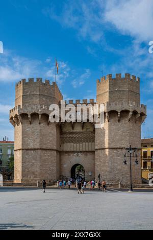 Torres de Serranos (tours Serranos), Valence, Espagne Banque D'Images