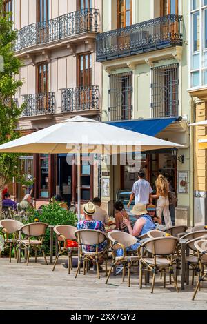 Café à Plaza de la Reina, Valence, Communauté valencienne, Espagne Banque D'Images