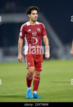 AL SADD SC vs Al ARABI SC -OOREDOO STARS LEAGUE QATAR Ahmed Alaaeildin Abdelmotaal de Al-Arabi SC en action lors du match de Ooredoo Stars League 24/25 entre Al-Sadd SC et Al-Arabi SC au stade Jassim Bin Hamad à Doha, Qatar, le 22 août 2024. DOHA Qatar Copyright : xNOUSHADx Banque D'Images